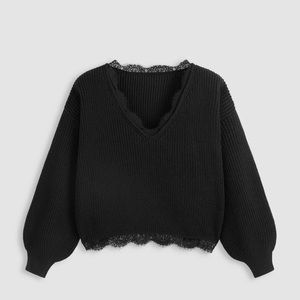 Cider Knit Crop V-Neck Sweater